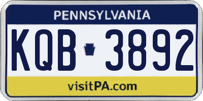 PA license plate KQB3892