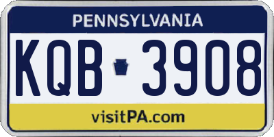 PA license plate KQB3908