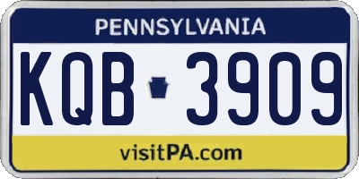 PA license plate KQB3909