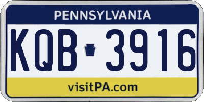 PA license plate KQB3916