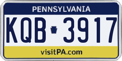 PA license plate KQB3917