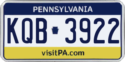 PA license plate KQB3922