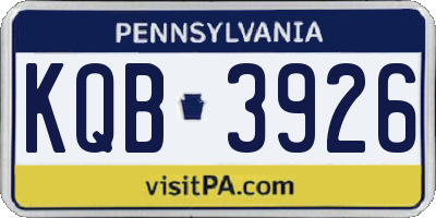 PA license plate KQB3926