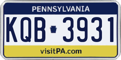 PA license plate KQB3931