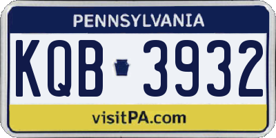 PA license plate KQB3932