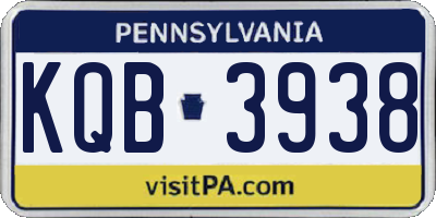 PA license plate KQB3938