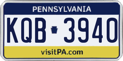 PA license plate KQB3940