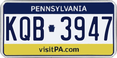 PA license plate KQB3947