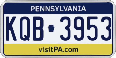 PA license plate KQB3953
