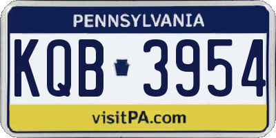 PA license plate KQB3954