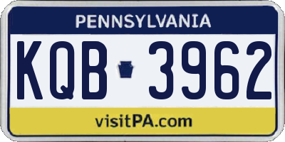 PA license plate KQB3962