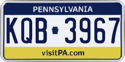 PA license plate KQB3967