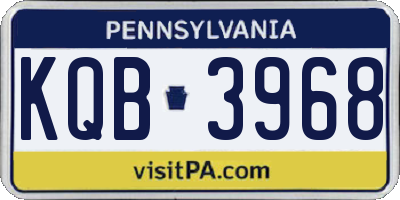 PA license plate KQB3968