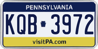 PA license plate KQB3972