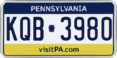 PA license plate KQB3980