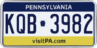 PA license plate KQB3982