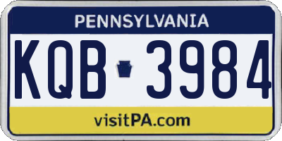 PA license plate KQB3984