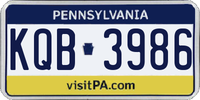 PA license plate KQB3986