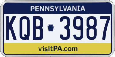 PA license plate KQB3987