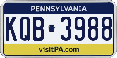 PA license plate KQB3988