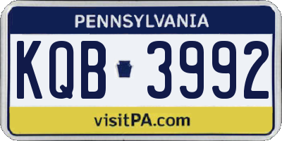 PA license plate KQB3992