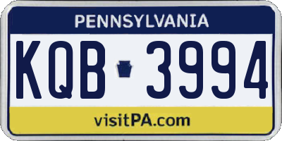 PA license plate KQB3994