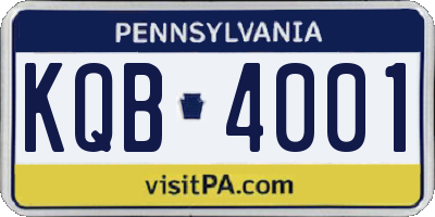 PA license plate KQB4001