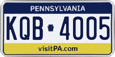 PA license plate KQB4005