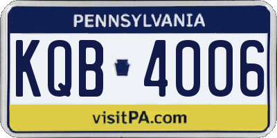 PA license plate KQB4006
