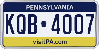 PA license plate KQB4007