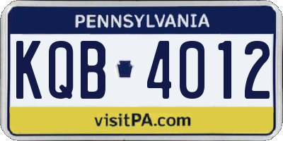 PA license plate KQB4012