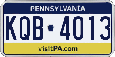PA license plate KQB4013