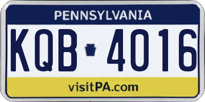 PA license plate KQB4016