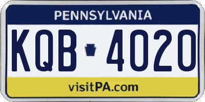 PA license plate KQB4020