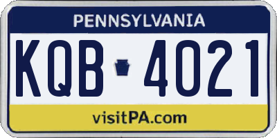 PA license plate KQB4021