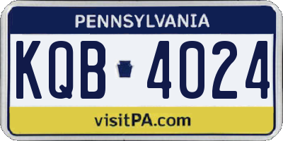 PA license plate KQB4024