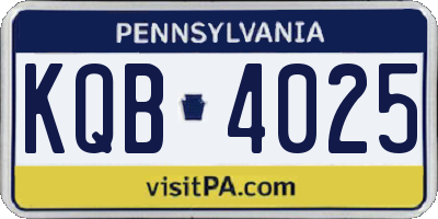 PA license plate KQB4025
