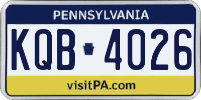 PA license plate KQB4026