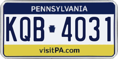 PA license plate KQB4031