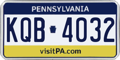 PA license plate KQB4032