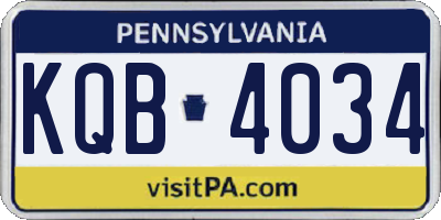PA license plate KQB4034