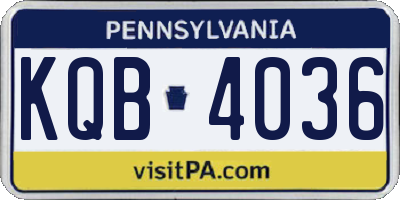 PA license plate KQB4036