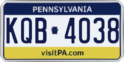 PA license plate KQB4038