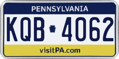 PA license plate KQB4062