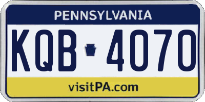 PA license plate KQB4070