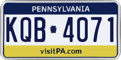 PA license plate KQB4071