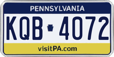 PA license plate KQB4072