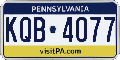 PA license plate KQB4077