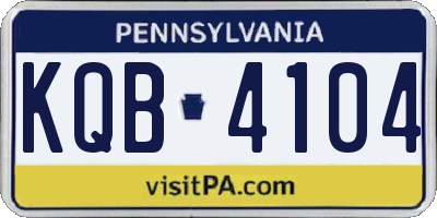 PA license plate KQB4104