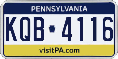 PA license plate KQB4116